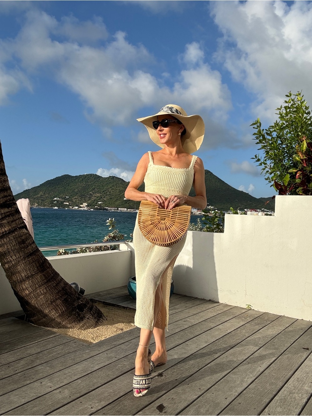 Tularosa Cream Crochet Midi Swim Coverup Dress